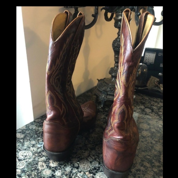 Justin Brown Marble Leather Cowboy Western Boot main image 7